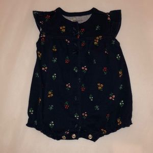 Carters babygirl navy floral romper, button up
